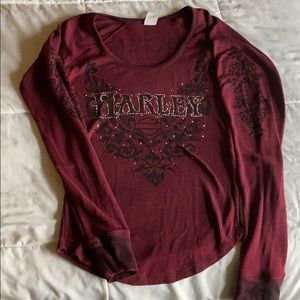 Harley Davidson long sleeve maroon shirt, stretchy